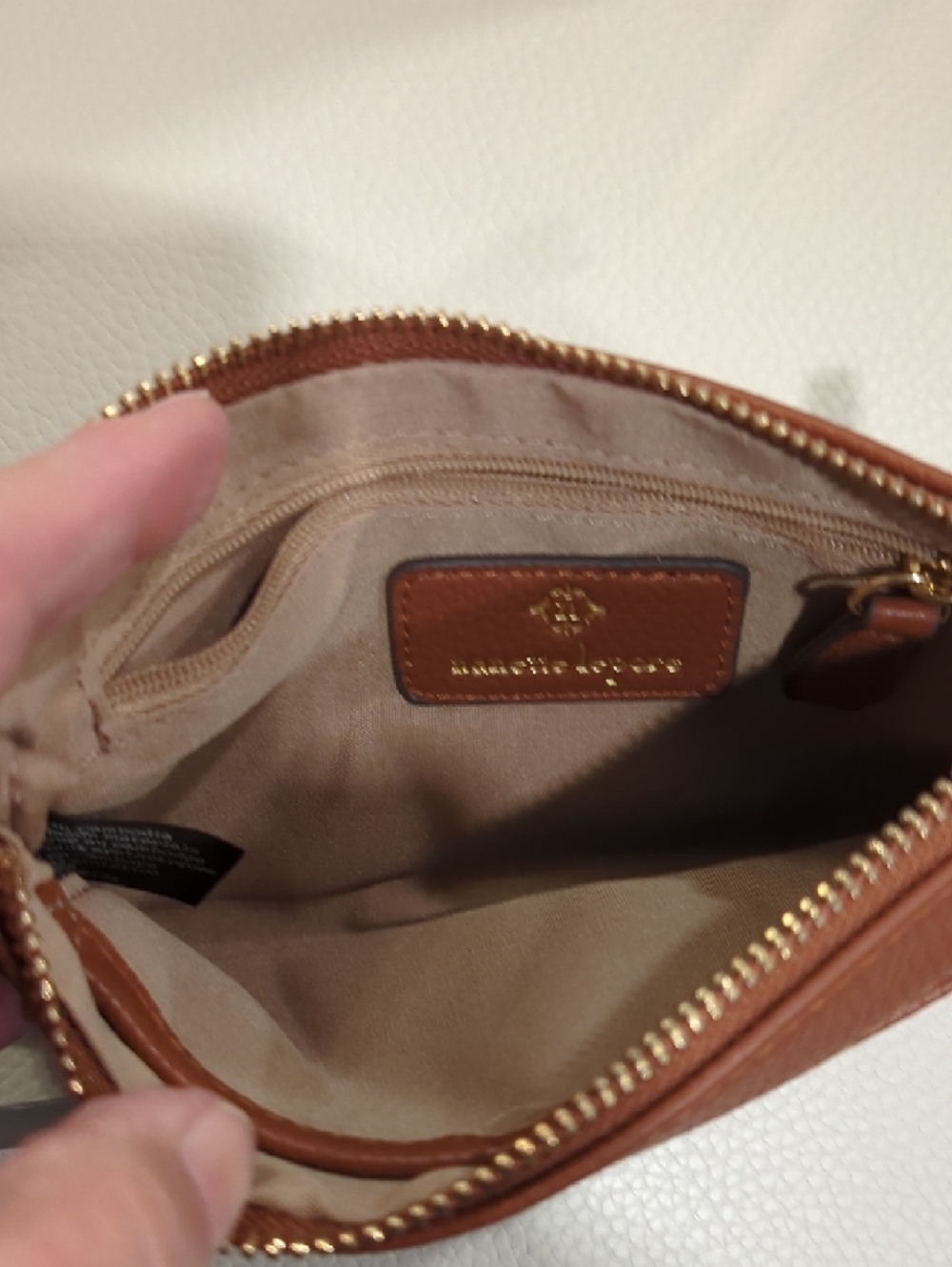 Nanette Lepore Cognac Brown Pebbled Leather Wristlet - Picture 7 of 8